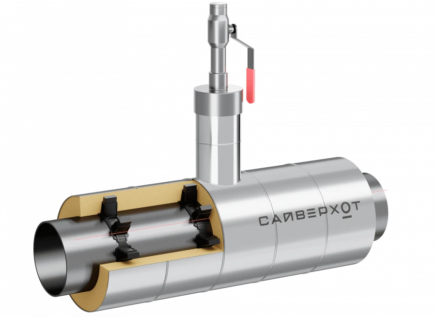 Insulated Tee with Ball Valve, Steel 09G2S (GOST 8732-78) 426x12.0 - 32 - PPU OC