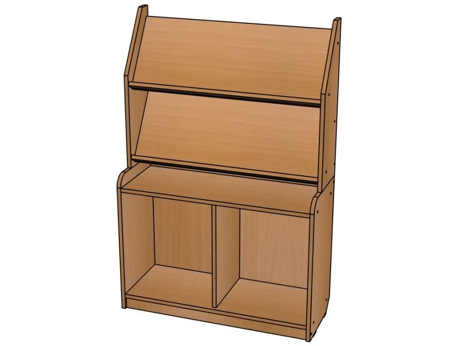 One-Sided Book Display with Cabinet, 2 Shelves / SJ129
