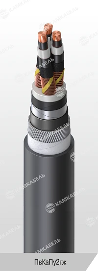 Power Cable with Copper Conductors, PE Insulation, 6-35 kV, PvkP2gzh Model
