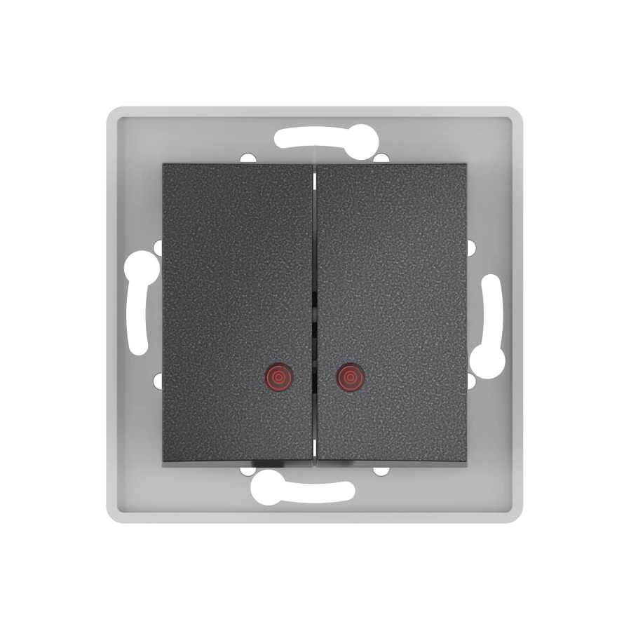 CADUCEUS ALING PRESTIGE Dual Switch with Indicator 10A, 250V, Graphite, Model 6026.2