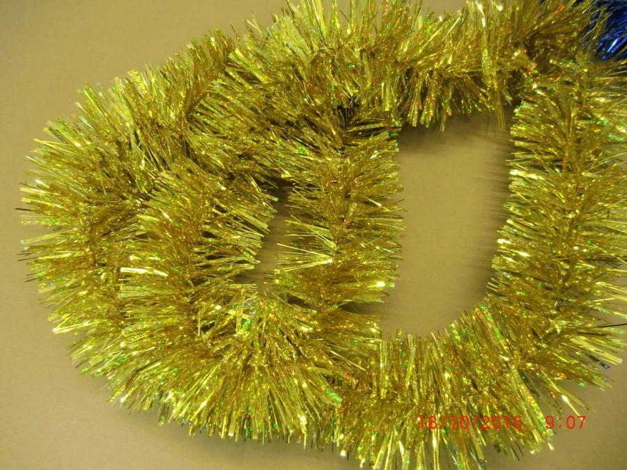 6-Layer Tinsel Garland, 1.8M Length, Gold