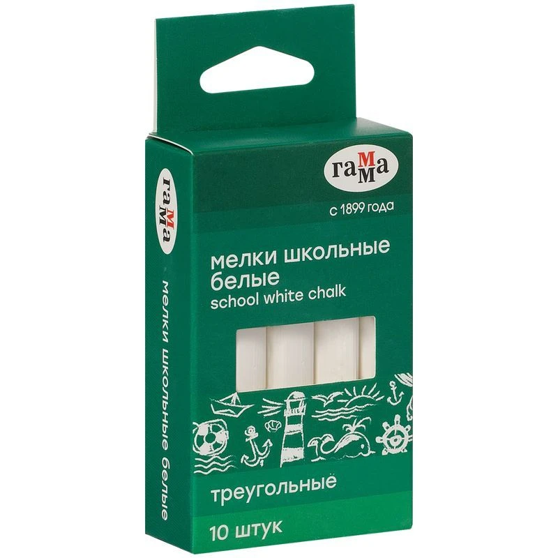 White School Chalk - Triangle Shape, 10 Pieces