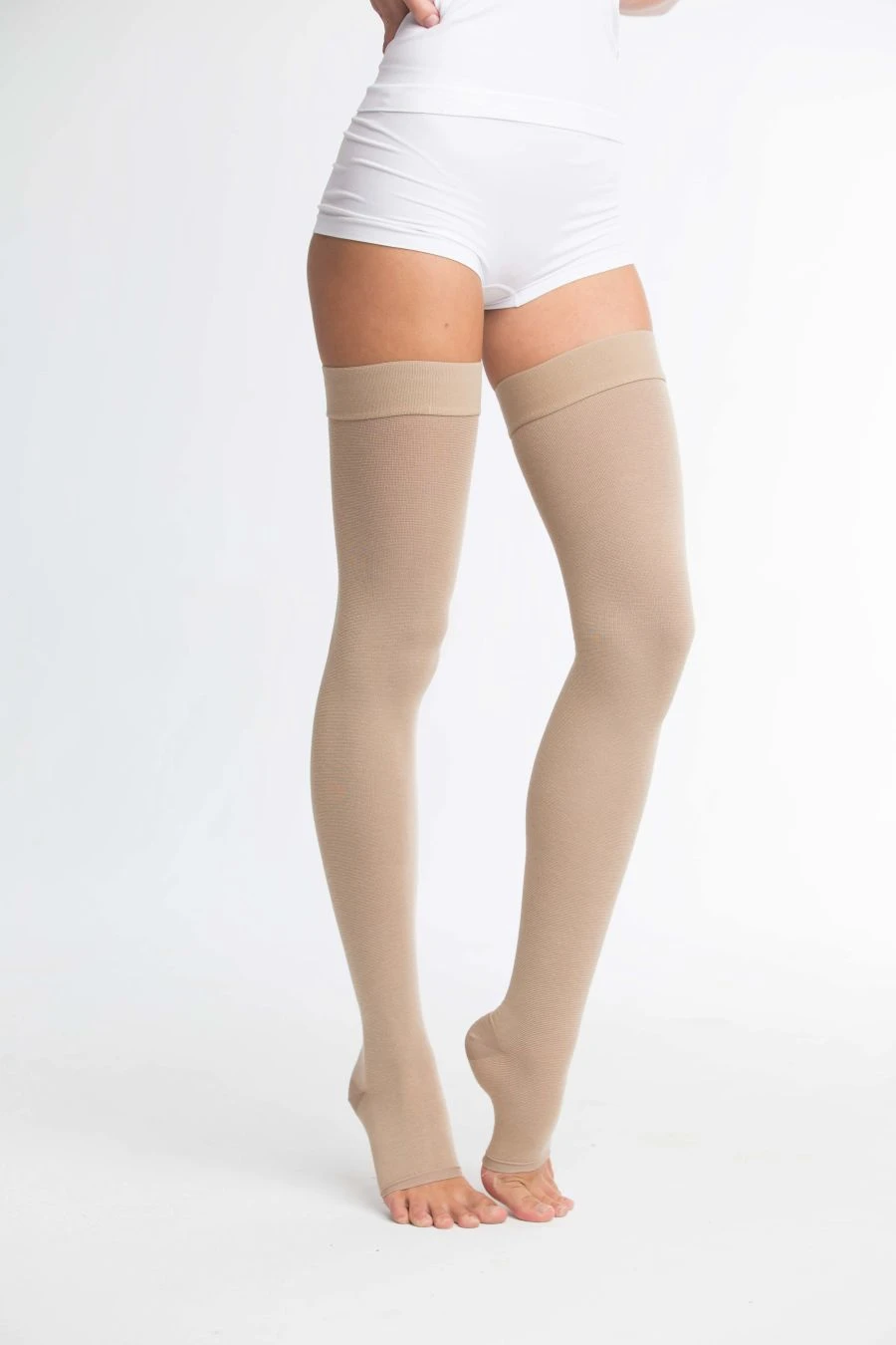 Medical Compression Thigh Stockings with Open Toe - Class I