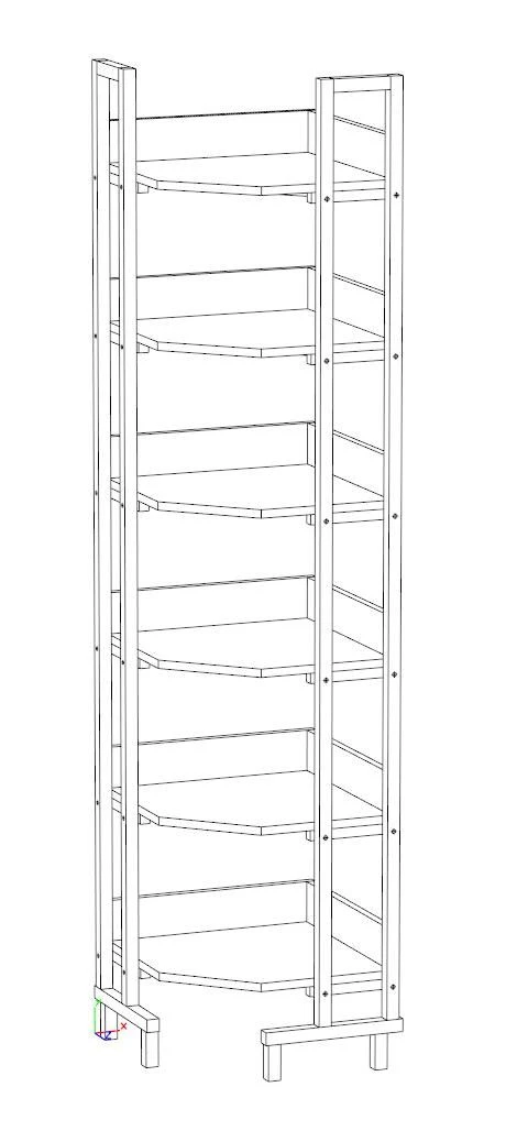 Corner Library Shelf on Metal Frame
