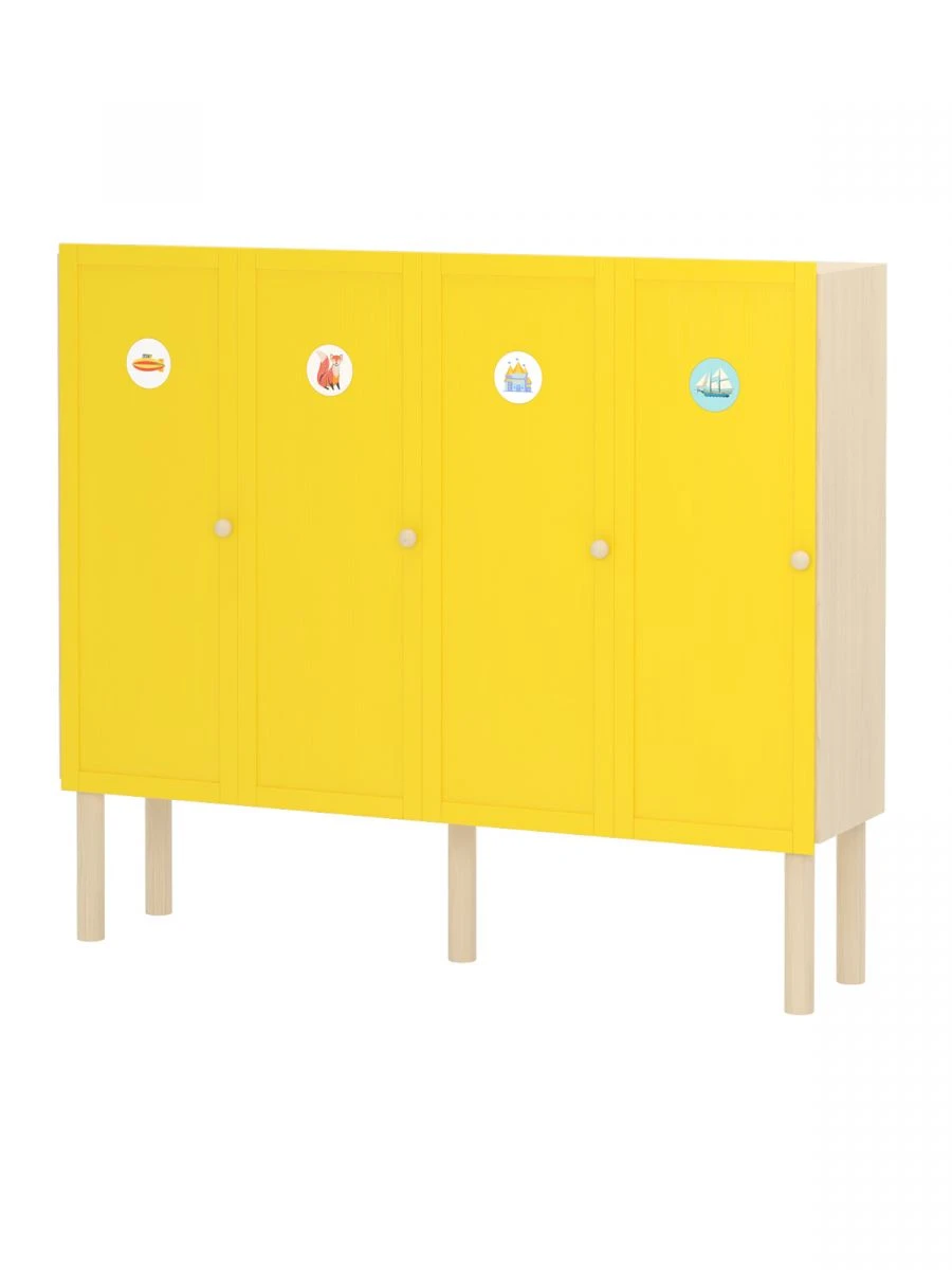 Yellow Locker for Changing Room with 4 Sections