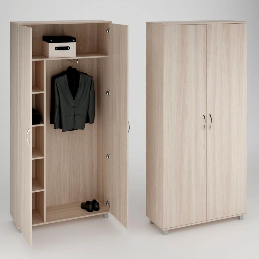 Office Cabinet with Shelves and Pull-Out Clothes Rod