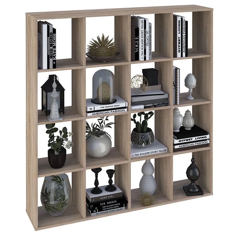 Polini Home Smart Cubic Shelf 16 Sections, Oak, Model 0001695.68