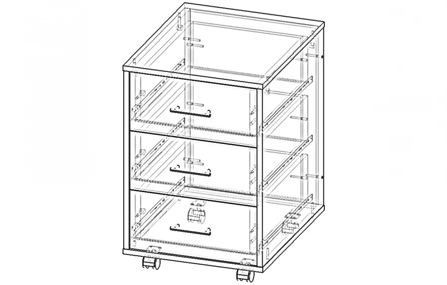 Rolling Cabinet with 3 Drawers, Bureaucrat Series