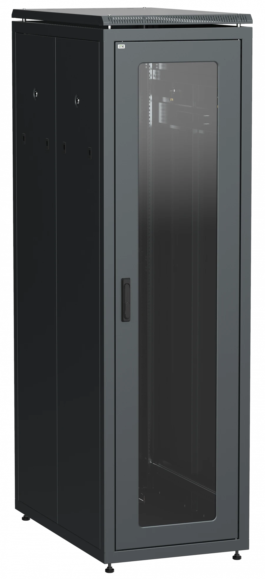 19" Network Cabinet LINEA N 47U 600x1000mm with Glass Front Door, Perforated Back