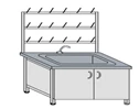 Laboratory Table with Sink "Stainless Steel" SM-3(m) with Drying/Without Drying