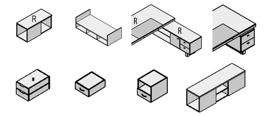 خزانة معلقة خشبية لمجموعات مختلفة