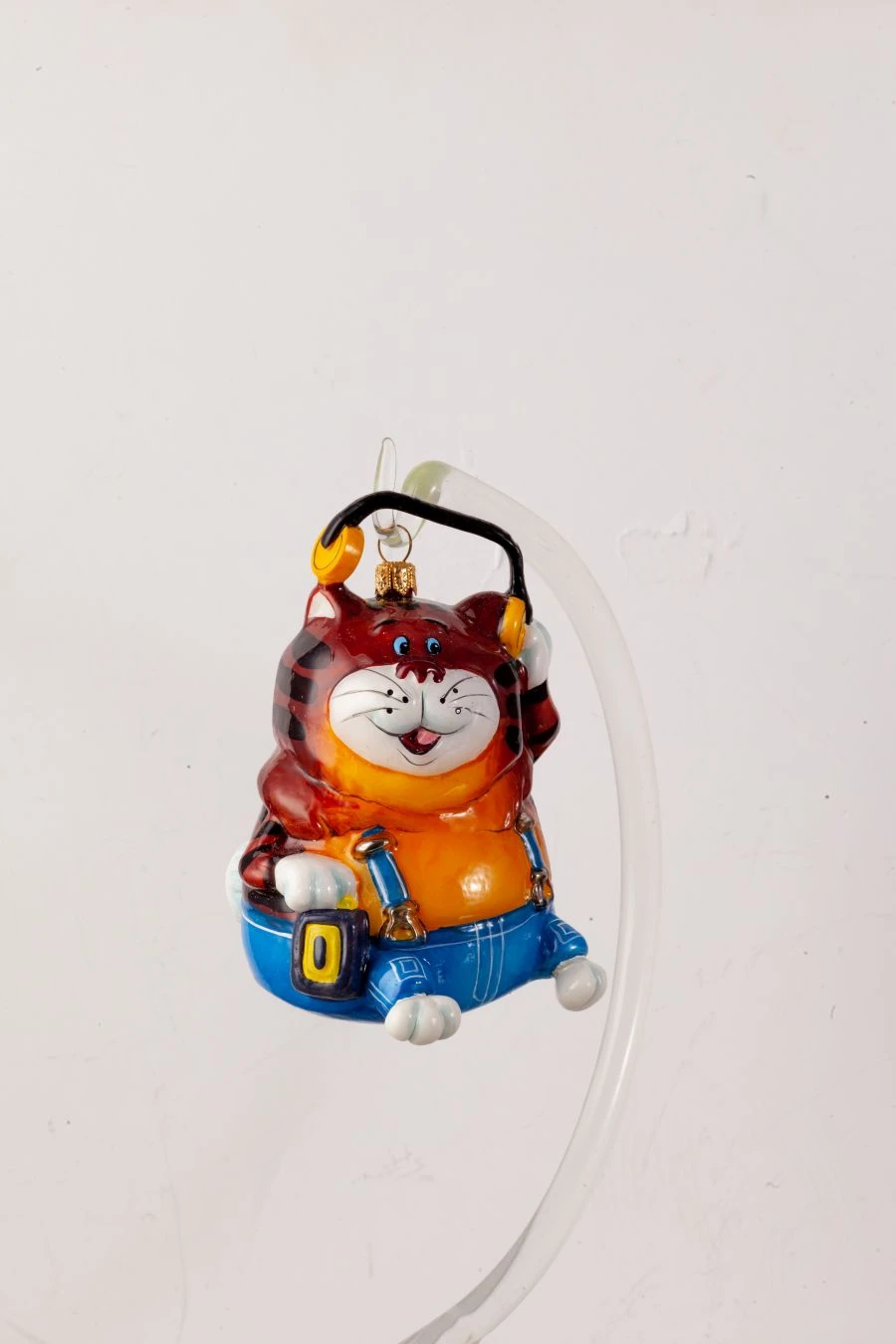 زينة عيد الميلاد الزجاجية "قط في سماعات