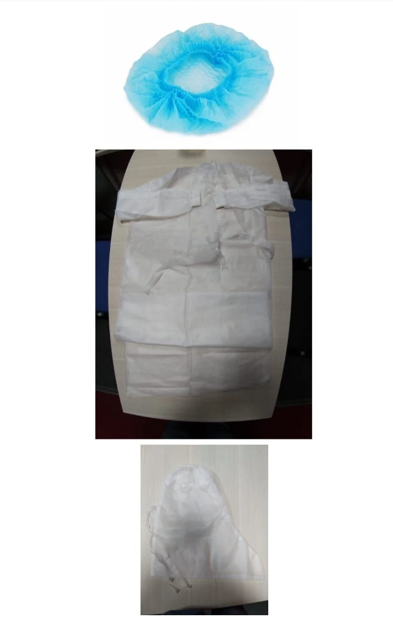 مجموعة الملابس الطبية التنفيذ 1 - 1 رداء، 1 قبعة، 1 زوج من غطاء الأحذية