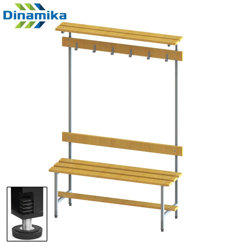 مقعد خشبي لغرفة الملابس مع رف علوي و شماعة