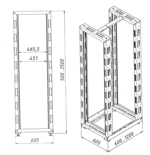 Floor-mounted Telecommunications Racks DT Standart STLR 12-50U