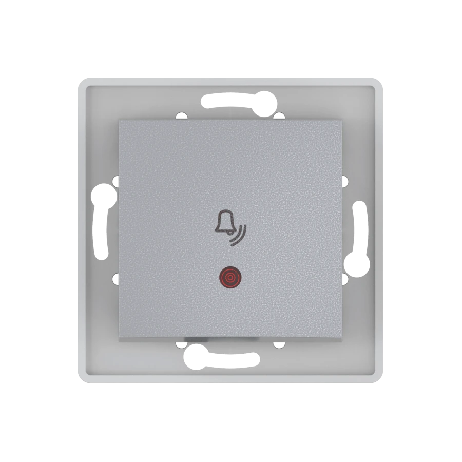 Caduceus Aling Prestige Hidden Installation Button Switch with Indicator 10A, 250V~, Silver, Art. 6010I.S