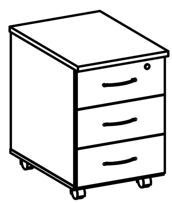 Mobile Cabinet with 3 Drawers, Rhythm Series 5621
