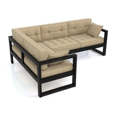 Loft Sofa with Metal Frame, Customizable Filling and Cover Material, Model: Ashypt