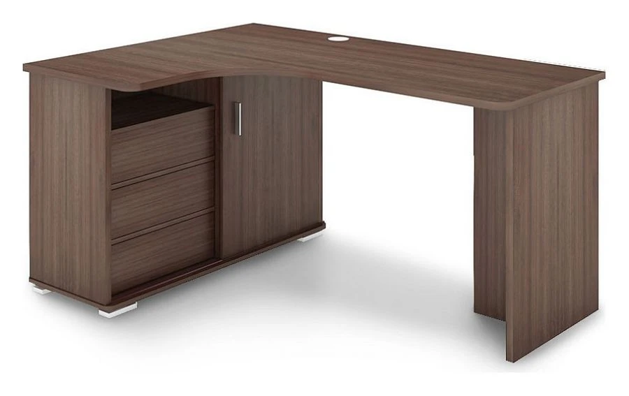 Corner Computer Desk with Drawers and Shelves