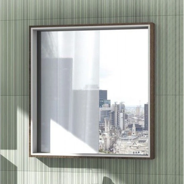 Aquaton Fabia 80 White Mirror Cabinet with Oak Insert