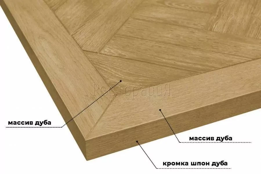 سطح طاولة من الخشب الصلب البلوط مع حافة قشرة