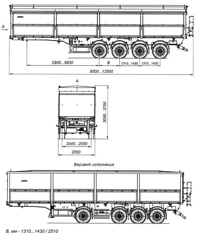 Four-Axle Dump Semi-Trailer AM9560-31FS CEYLAN AS-1210-225-ST-OV with 12 Ton Capacity