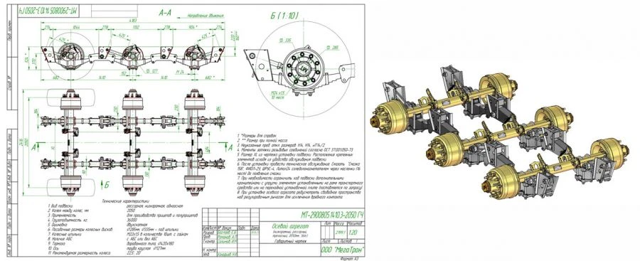 مجموعة المحور منخفض الإطار ثلاثي المحاور MT-2900805.1410.3-2050