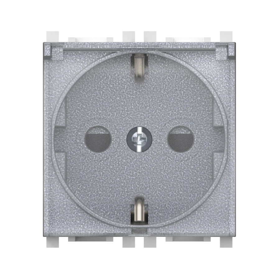 CADUCEUS ALING Experience Hidden Installation Socket with Grounding and Shutters, 16A, 250V~, 2M, Silver, Art. 74104