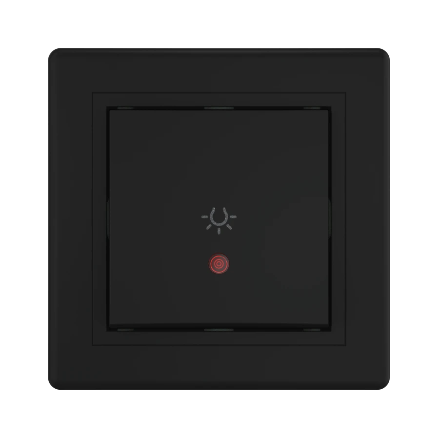 Caduceus Aling Prestige Black Soft Touch Light Switch with Indicator 10AX, 250V - Model 609I