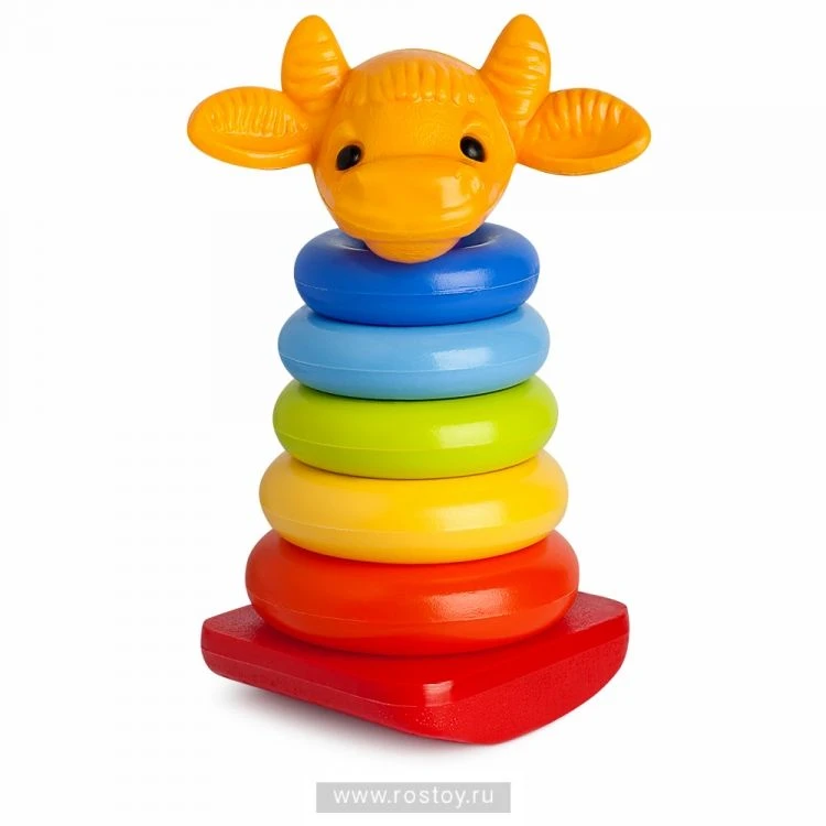 Rocking Pyramid Toy with Straw Bull