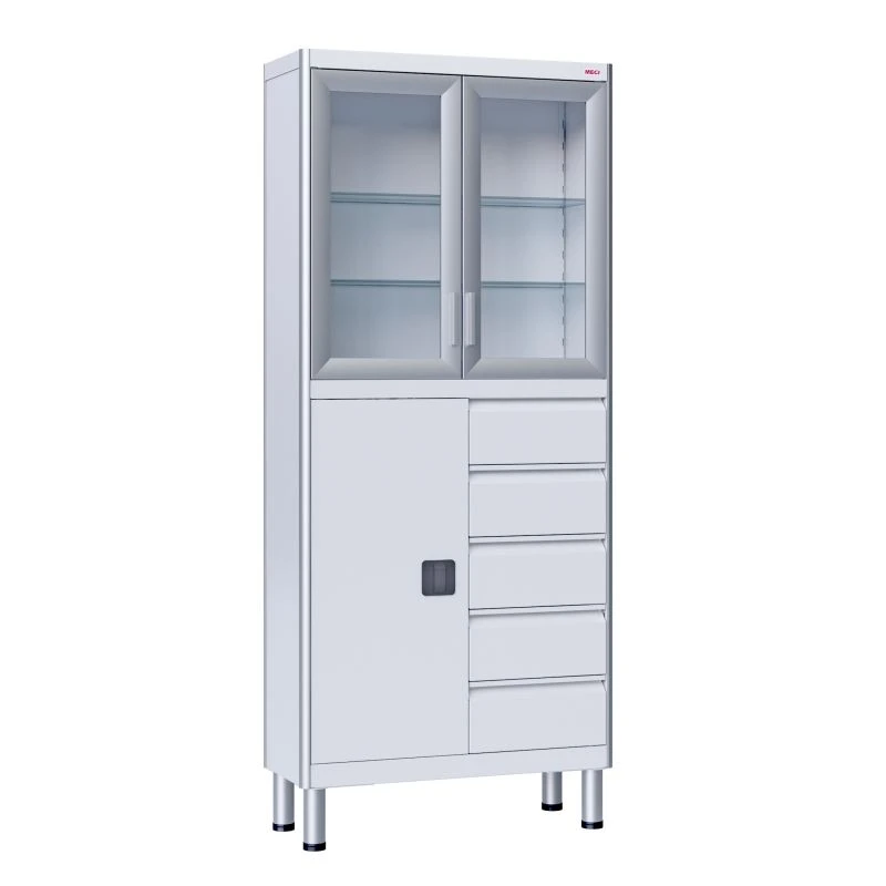 Medical Storage Cabinet, Two-Section, Aluminum and Stainless Steel, Model MCK-6658.12