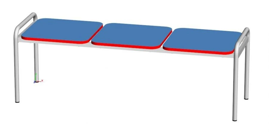 مقعد ثلاثي المقاعد بإطار معدني