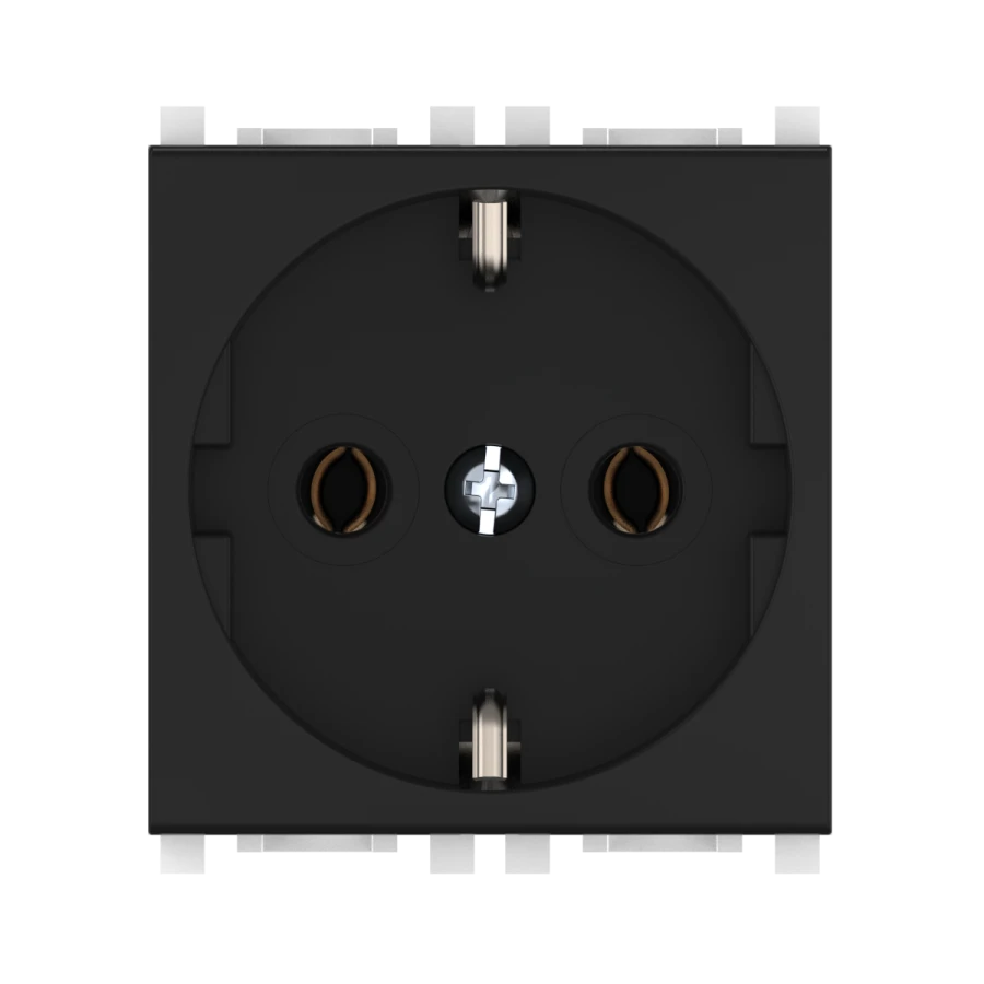 CADUCEUS ALING Experience Hidden Socket with Grounding, 16A, 250V, Black (Soft Touch), Art. 74101.E1