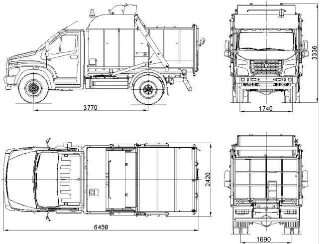 Gaz-SAZ-3901-15 Side Loading Garbage Truck