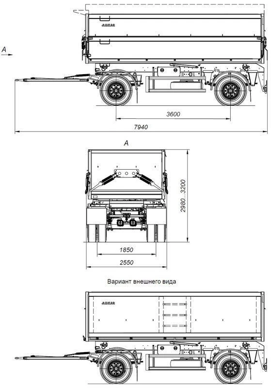 Dual-Axle Dump Trailer for Transporting Bulk Materials, 12 Ton Capacity 8595-22