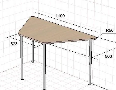 Student Desk Trapezoid, Model TMSU13/9 for Grades 3-5