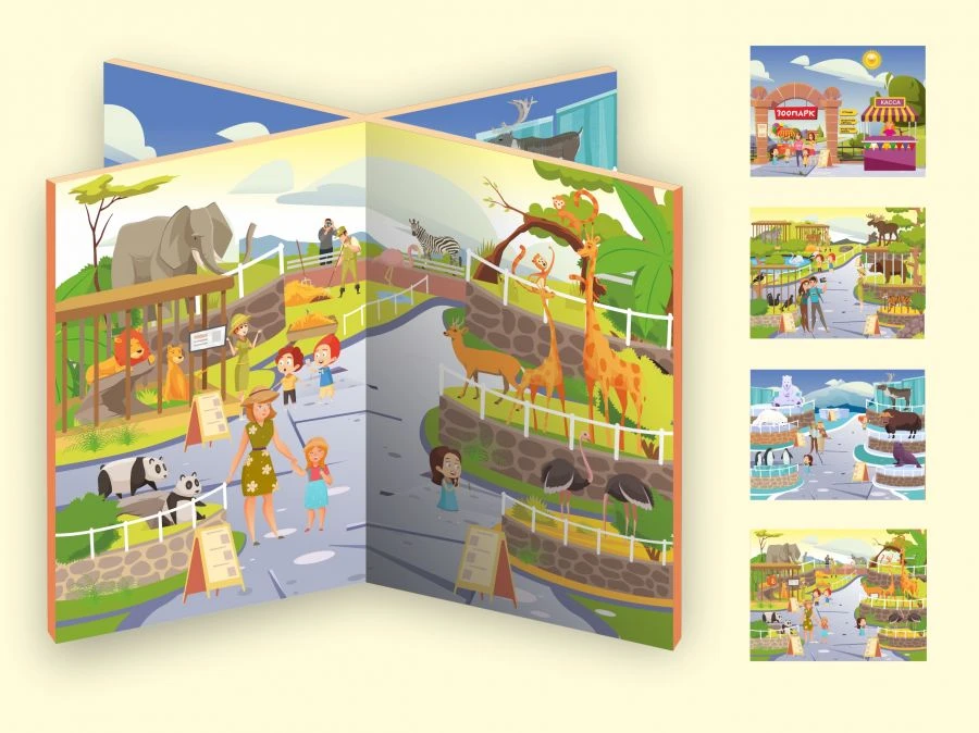 لوحة ألعاب تفاعلية 4 في 1 لمغامرات حديقة الحيوانات