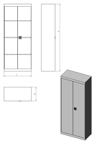 Metal Archive Cabinet with Two Doors and One Compartment (Model MШ.А.2)
