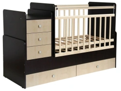 Fairy 1100 Convertible Children's Bed in Wenge-Acer with Changing Table and Rocking Mechanism