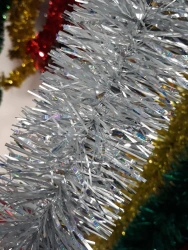 6-Layer Tinsel Garland, 1.8M Length, Silver