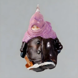 Handcrafted Glass Christmas Ornament "Girl with a Shovel