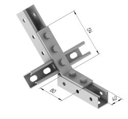 45-Degree Angle Plate with 5 Holes SMA 627, 40x134x80 mm
