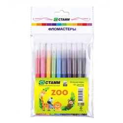 Washable Marker Set "ZOO" - 10 Colors, Pouch with Euro Hook