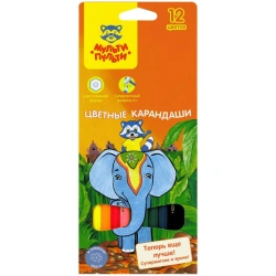 Multi-Pulti Colored Pencils "Raccoon in India" 12 Colors, Pre-Sharpened, Cardboard, Euro-Hanger