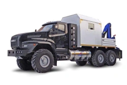 Special Cargo Passenger Vehicle Model 675914 with Crane Manipulator (Inman IT150) on Ural 4320-6951 Chassis