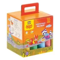 Multi-Pulti Colored Chalks for Asphalt, 16 pcs, 6 colors, Round Cardboard Box