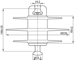 Ribbed Shell Suspension Insulator for DC Railways PSPKr 70-3/0.4