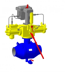 DN250 PN10 Ball Valve with Pneumatic-Hydraulic Actuator