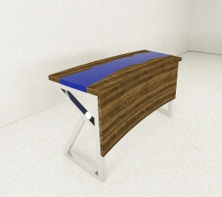 Meeting Table with Solid Oak Top and Steel Legs