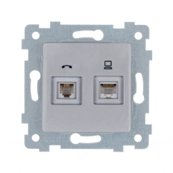 Low Voltage Socket Mechanism "Maria" RKT2-465 with 2 Outlets - Aluminum